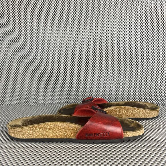 Birkenstock Madrid Sandals Womens 37 Red Buckle Slide On Casual Made In Germany - Picture 4 of 15